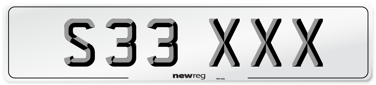 S33 XXX Number Plate from New Reg